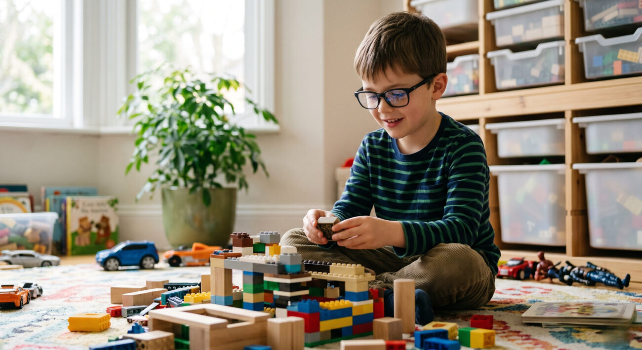 Ребенок в очках на приеме у детского офтальмолога